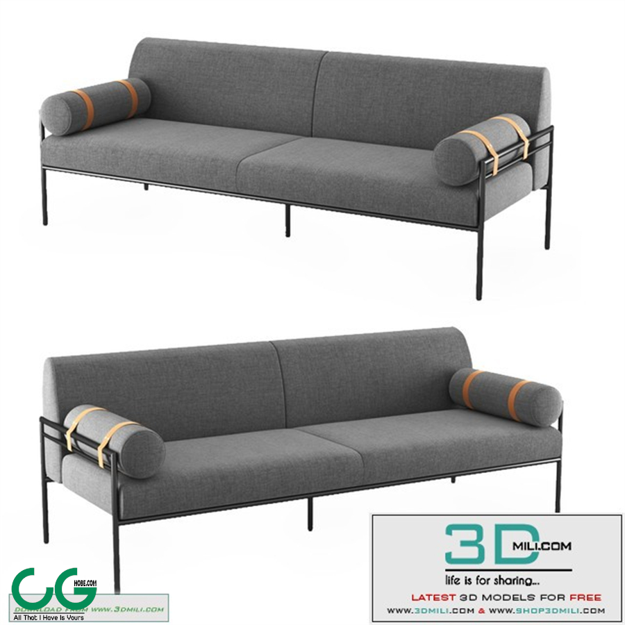 Benito 3 Seater Sofa, Marl Gray and Leather
