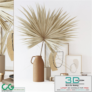 Decorative set with dryed palm
