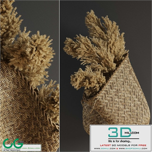 Pampas flower in hand basket