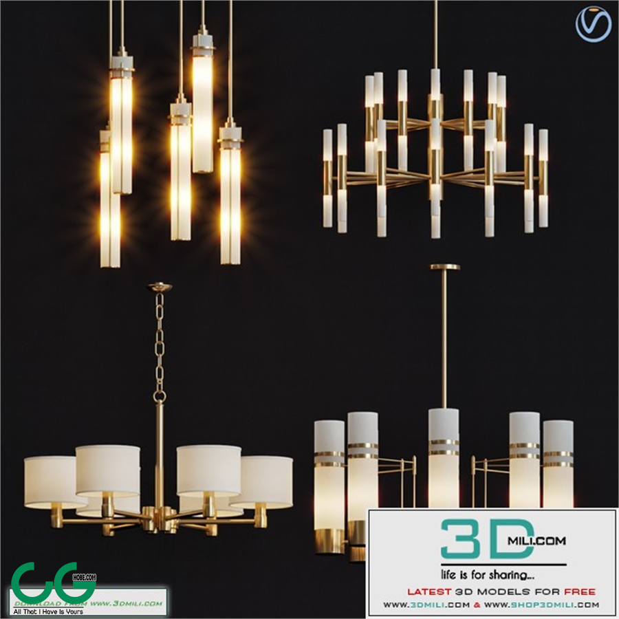 Wide Antique Brass Chandelier and pendant lamps