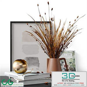 Decorative set with dried Bell Grass and Splinter Grass