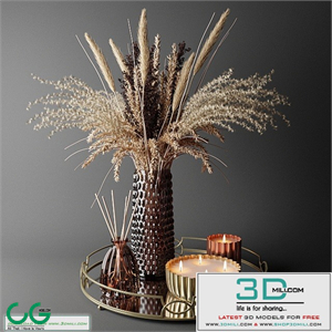 Dry bouquet in the decorative vase | Bouquet of dried flowers in a decorative vase