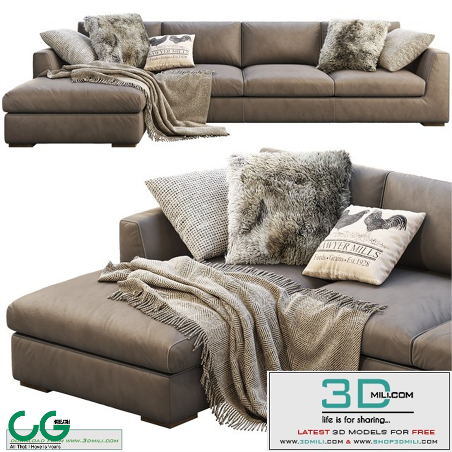 RH Modena Taper Arm Chaise Sectional Sofa