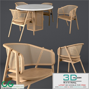Cane armchair-01 with Atrium dining table