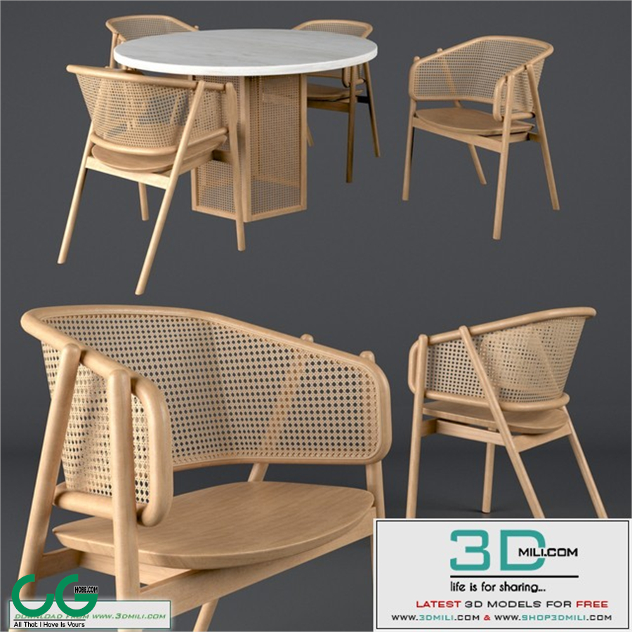Cane armchair-01 with Atrium dining table