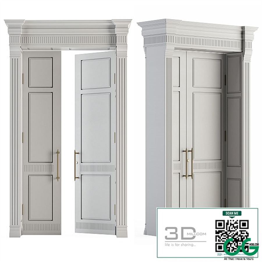 White Wooden Classic Door Set 27