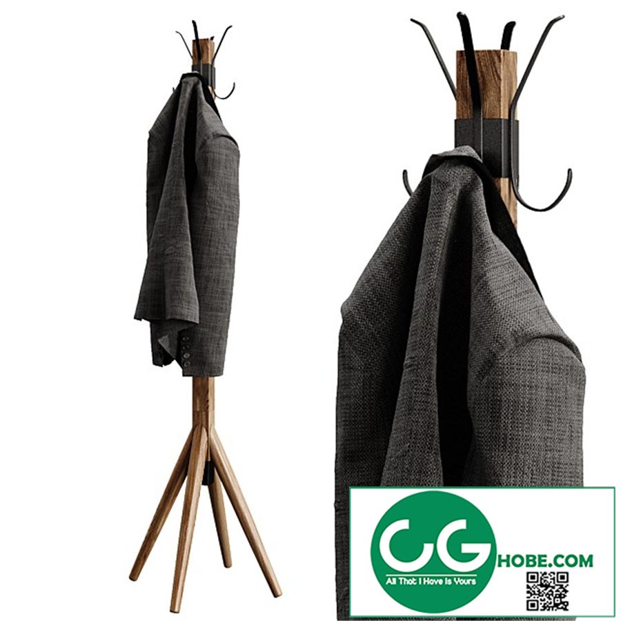 Wooden floor hanger jacket, clothes, hallway
