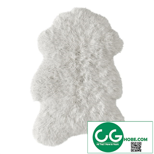 White fluffy sheepskin carpet