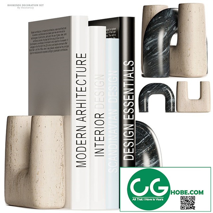 Issac Nesting Travertine and Marble Bookends Decoration