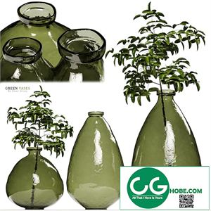 Zara Home - Green Glass Vases with Plants