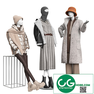 Set of outerwear on mannequins