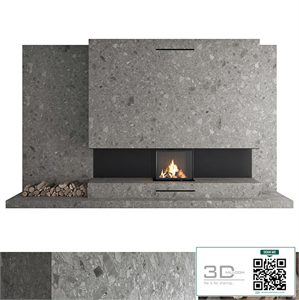 Decorative wall with fireplace set 35