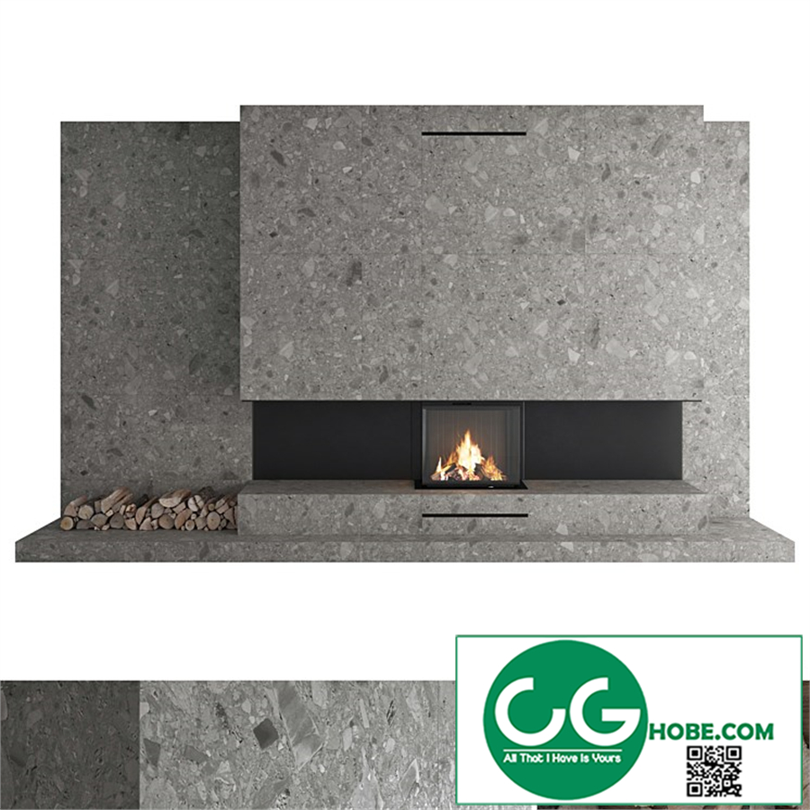 Decorative wall with fireplace set 35