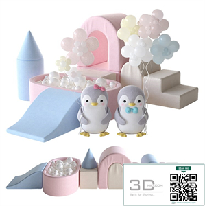 KIDKII Lux Foam Play Set with Ball Pit for kids and cute little penguins