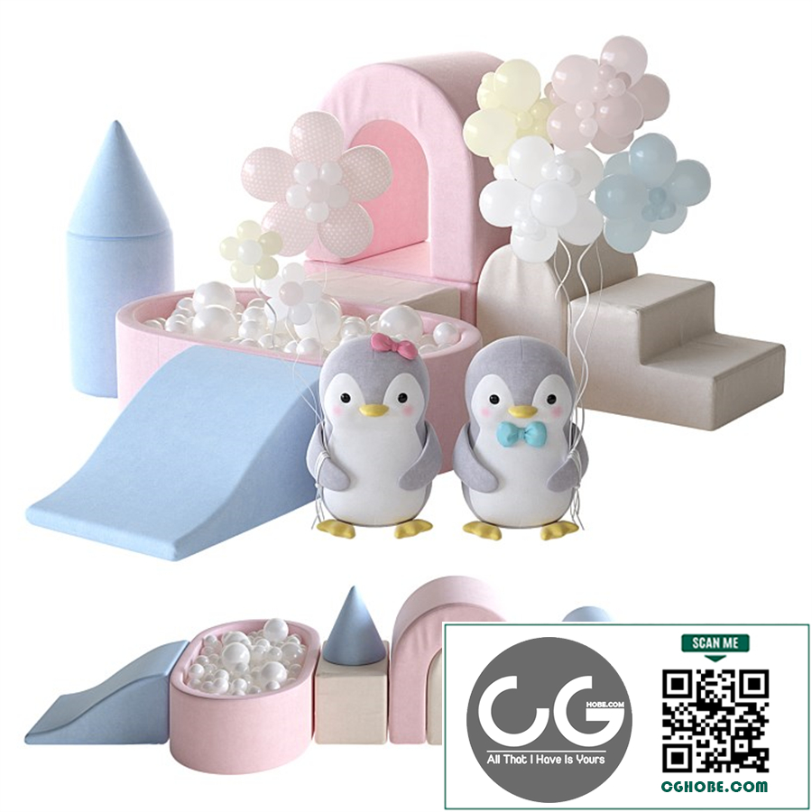 KIDKII Lux Foam Play Set with Ball Pit for kids and cute little penguins