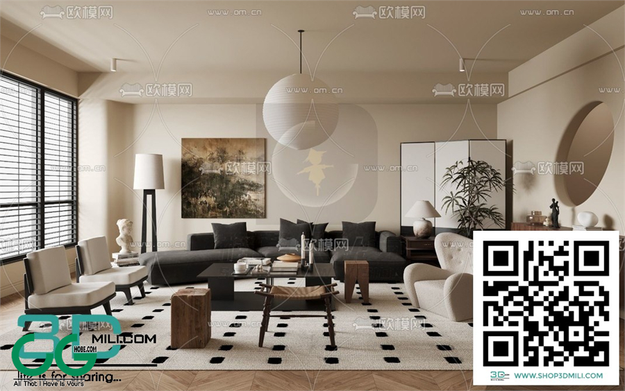 Living room Cream style 3dsmax File 13