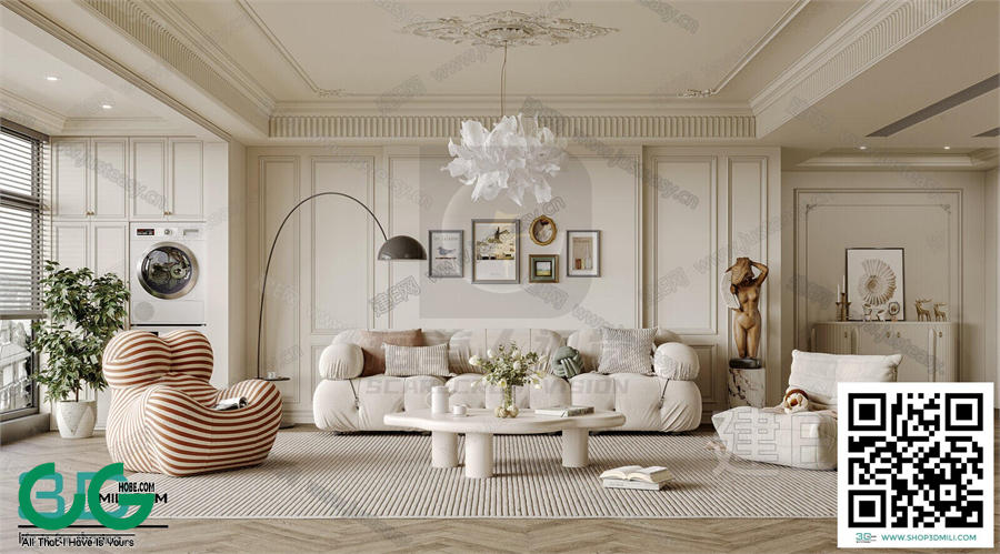 Living room Cream style 3dsmax File 22