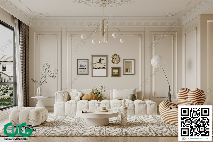 Living room Cream style 3dsmax File 23
