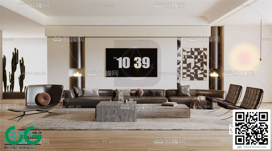 Living room Cream style 3dsmax File 25