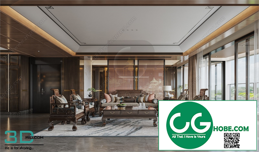 Living room New Chinese style 3dsmax File 14
