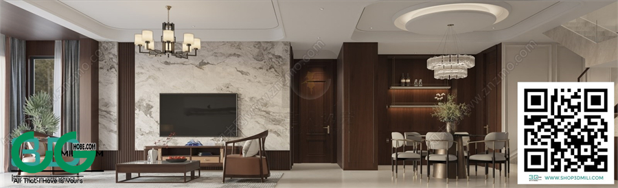 Living room New Chinese style 3dsmax File 15