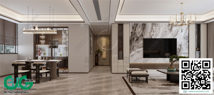Living room New Chinese style 3dsmax File 19