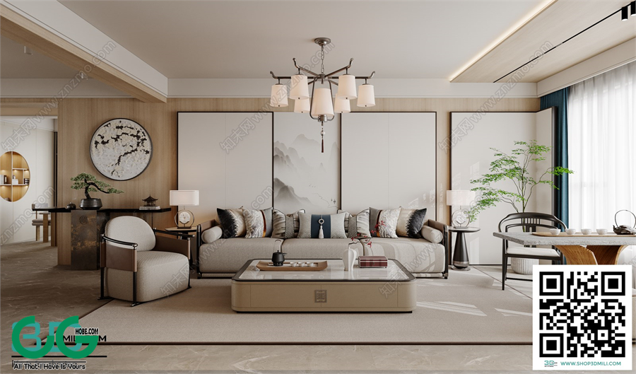 Living room New Chinese style 3dsmax File 23