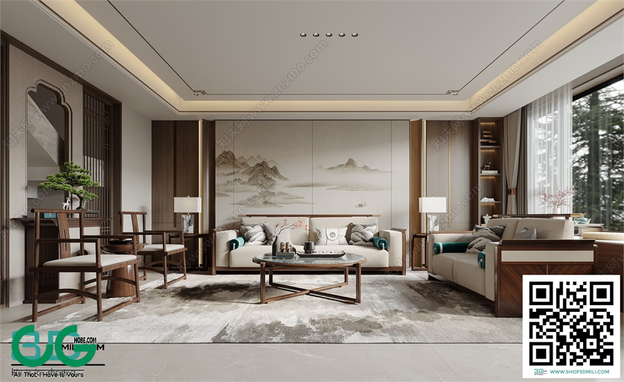 Living room New Chinese style 3dsmax File 27