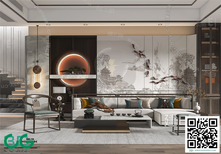 Living room New Chinese style 3dsmax File 35