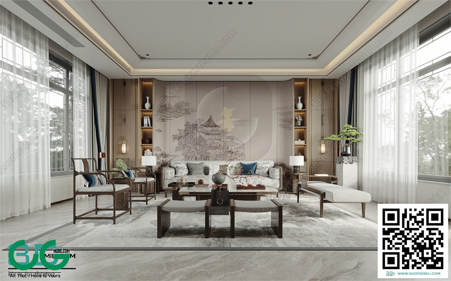 Living room New Chinese style 3dsmax File 40