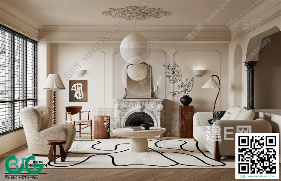 Living room Retro style 3dsmax File 01