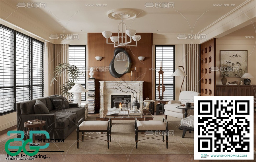 Living room Retro style 3dsmax File 04