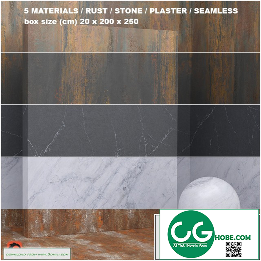 5 materials (seamless) - stone, plaster
