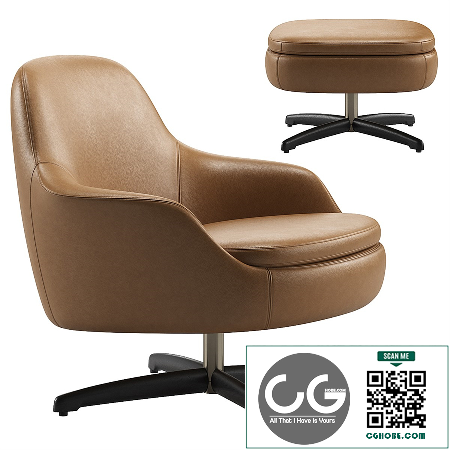 Sendai Swivel Armchair by Minotti