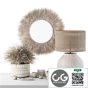 Decorative Set moon Thatch with Dried Plant - Set 105