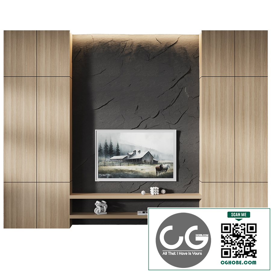 Modern TV Stand, Stone wall panels