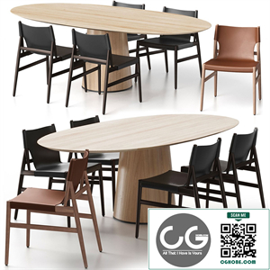 VOYAGE chair and MATERIC Ovale table by Porro