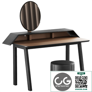 327 Vanity Desk 04 Tolda Desk by Miniforms and Fredericia Mono Pouf