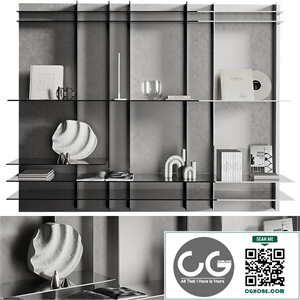 Metallic shelf with wave decor 011
