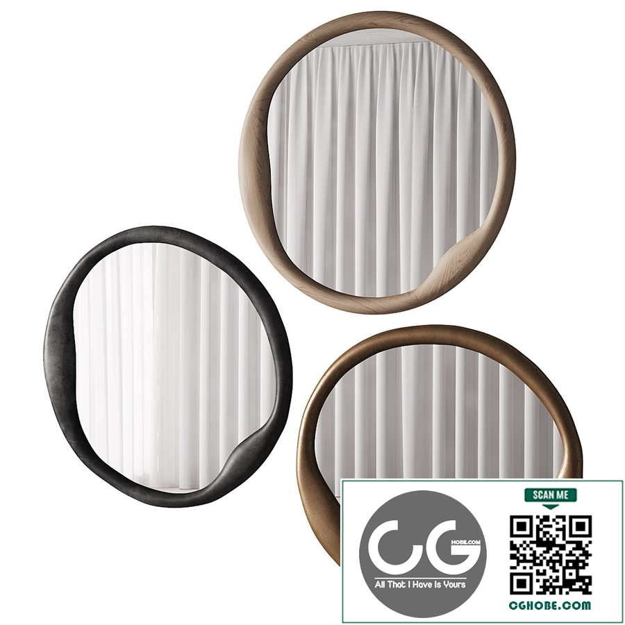 345 sculptural organic Doreen Round Mirror by Lulu and Georgia