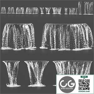 Water jets of waterfalls