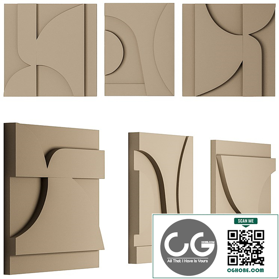 Volumetric panel. Triptych 40x40cm, 30x40cm from AMAMproject