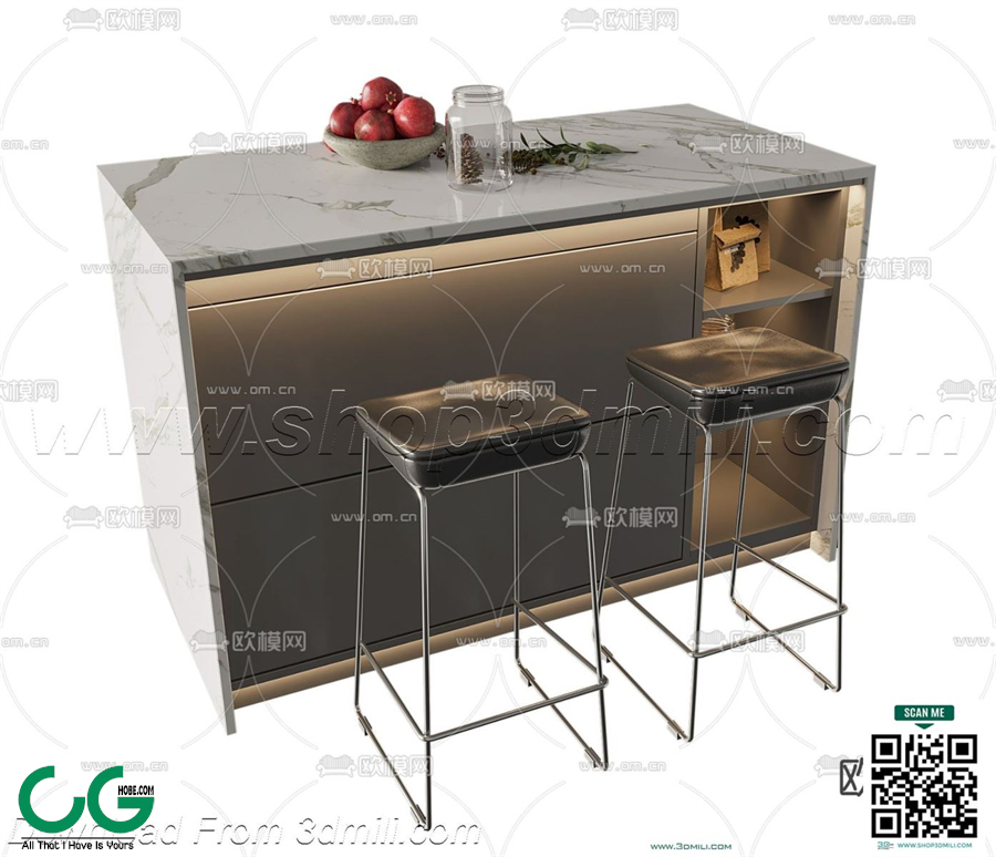 Bar counter 50 3D Model
