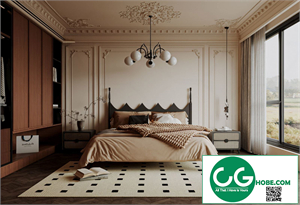 3D model of medieval style bedroom master room