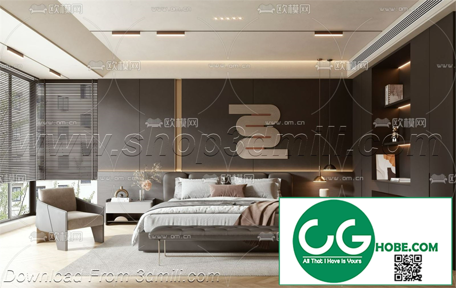 Modern Bedroom 05 3D Model