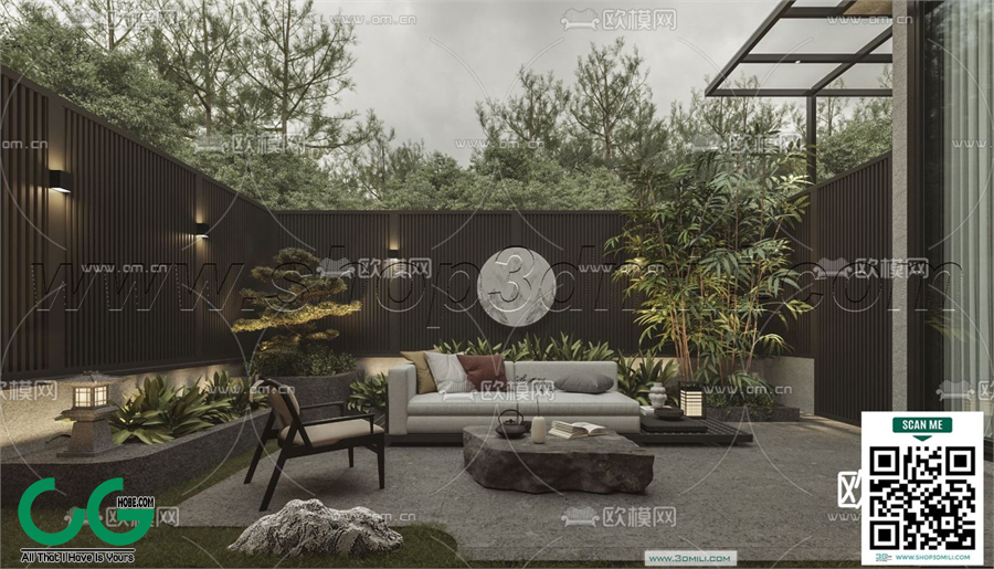 Outdoor chair balcony chair rattan leisure chair 12 3d model
