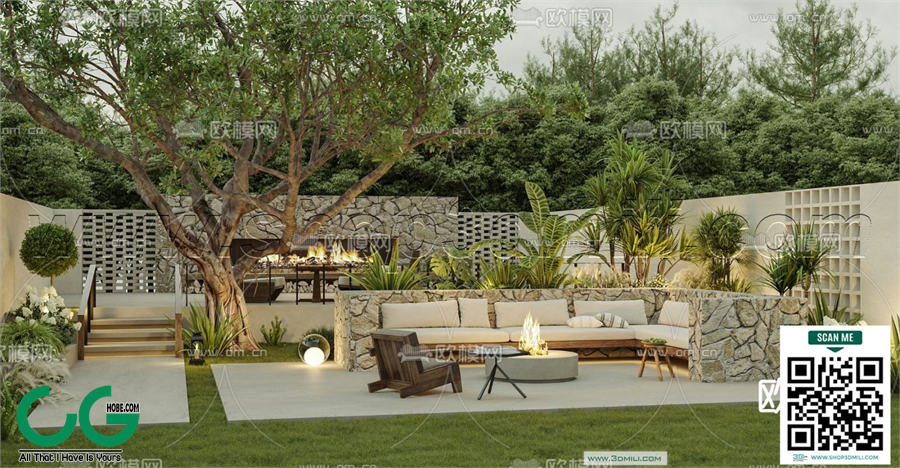 Outdoor chair balcony chair rattan leisure chair 32 3d model