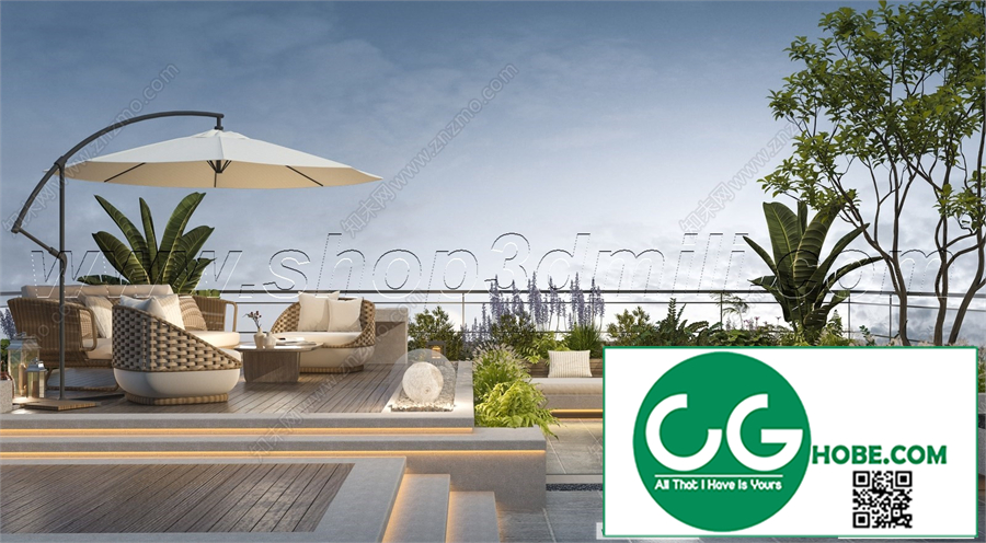 Outdoor chair balcony chair rattan leisure chair 43 3d model