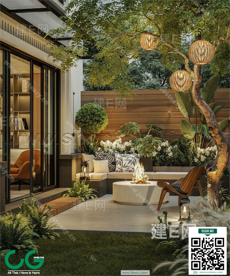 Outdoor chair balcony chair rattan leisure chair 52 3d model