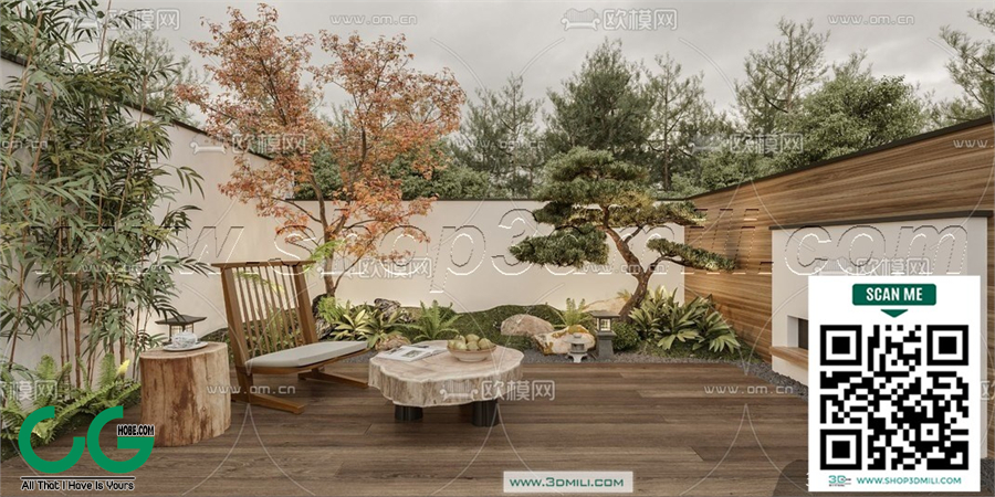 Outdoor chair balcony chair rattan leisure chair 56 3d model